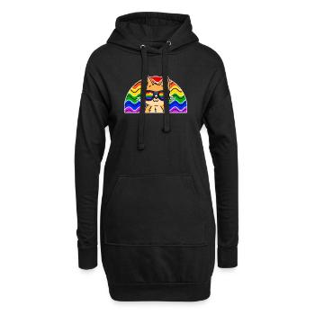 Regenbogen Schwul Stolz Lgbt Cool Katze Sexualität - Hoodie-Kleid - Schwarz - Vorne