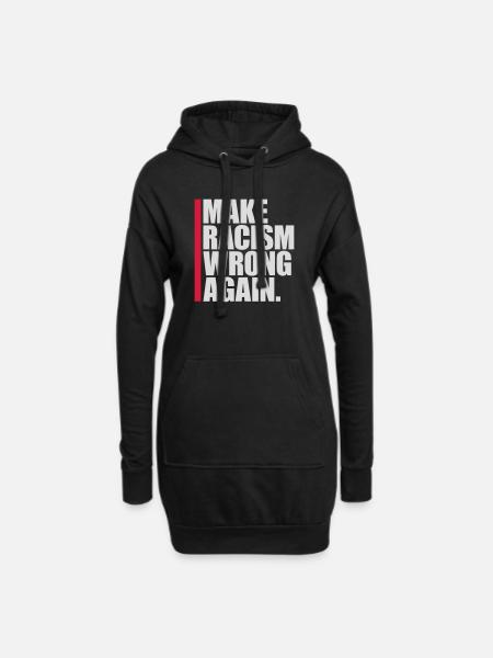 make racism wrong again - Hoodie-Kleid - Schwarz