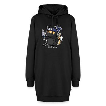 Humour Chat mignon Kawaii Chibi en Ninja Chat - Sweat-shirt à capuche long Femme - noir - Devant