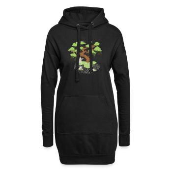 Asia Style - Bonsai - Hoodie Dress - black - Front