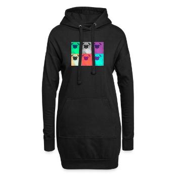 Pop Art Pug Design auf Kleidung - Hoodie-Kleid - Schwarz - Vorne