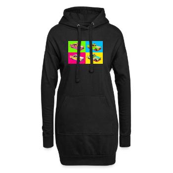 Taxi Pop Art Quadri Couleurs - Sweat-shirt à capuche long Femme - noir - Devant