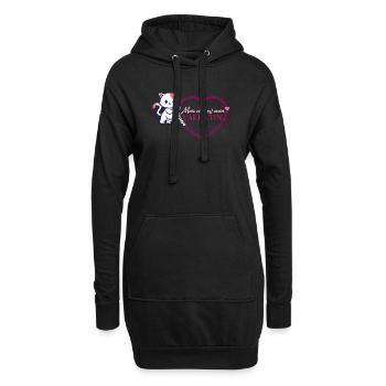 Chat Valentin Coeur - Sweat-shirt à capuche long Femme - noir - Devant