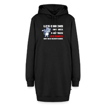 Chats Serviteurs et Chiens Maîtres - Sweat-shirt à capuche long Femme - noir - Devant