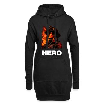 Héros des pompiers / Héros - Sweat-shirt à capuche long Femme - noir - Devant
