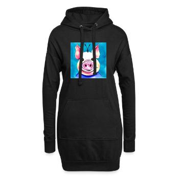 Conception de dessin animé Piggy drôle - Sweat-shirt à capuche long Femme - noir - Devant