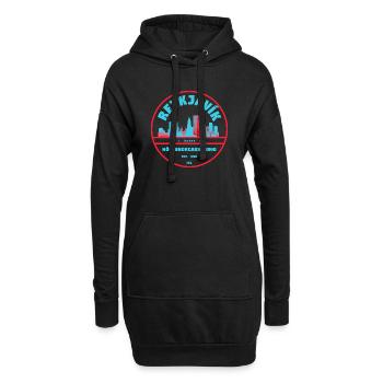 Reykjavík Skyline Stadtbadge - Hoodie-Kleid - Schwarz - Vorne