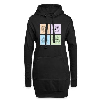 Pastel Pug Squad - Le mignon et le câlin - Sweat-shirt à capuche long Femme - noir - Devant
