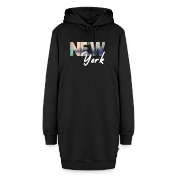 New York Skyline Gradient Text - Hoodie Dress - black - Front
