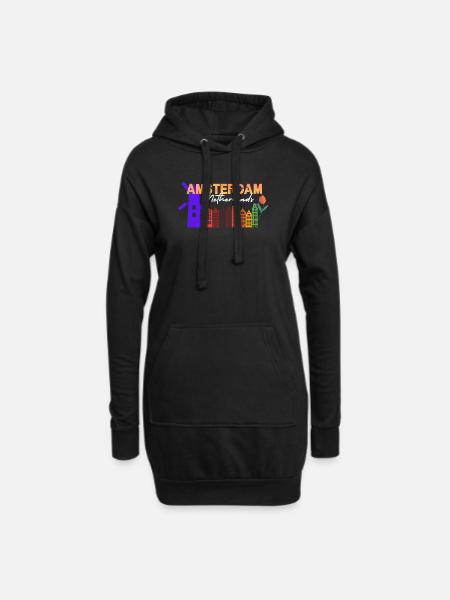 Amsterdamer Skyline-Tulpengradient - Hoodie-Kleid - Schwarz