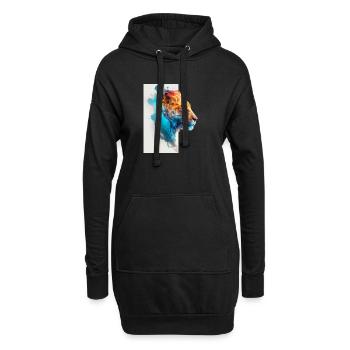 Belle lionne colorée avec fond blanc - Sweat-shirt à capuche long Femme - noir - Devant
