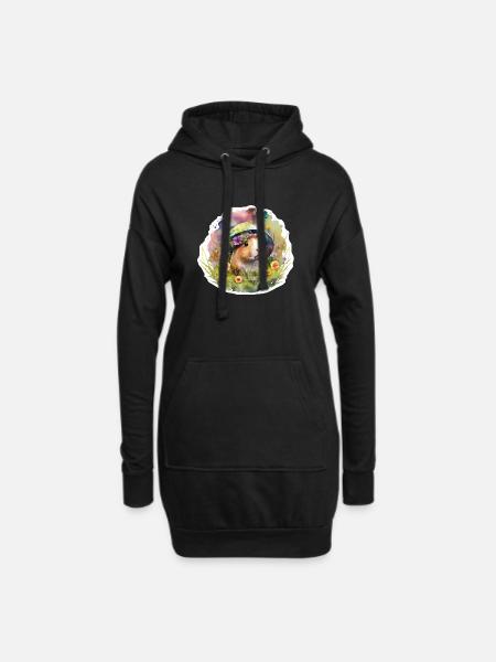 Guinea pigs in flower meadow - Hoodie Dress - black