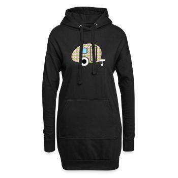 Caravan Frühling Wohnwagen Fan Strick Retro Urlaub - Hoodie-Kleid - Schwarz - Vorne