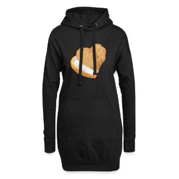 Crème fourrée crème puff coeur - Sweat-shirt à capuche long Femme - noir - Devant