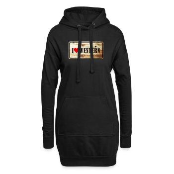 Panneau vintage « I love western » - Sweat-shirt à capuche long Femme - noir - Devant