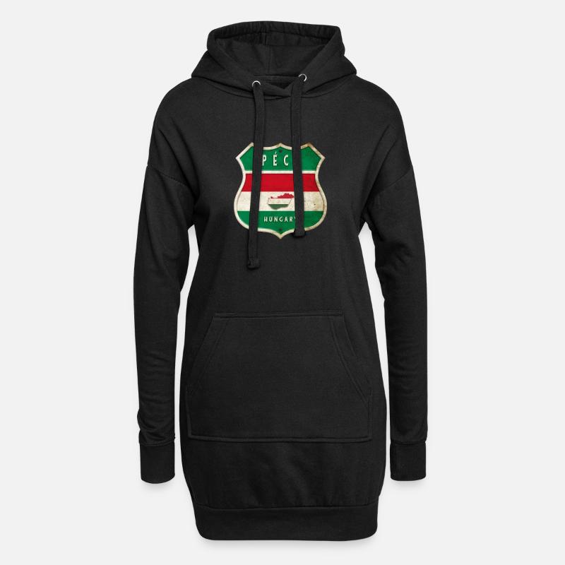 Pécs Ungarn Wappen Flaggen Design - Hoodie-Kleid - Schwarz