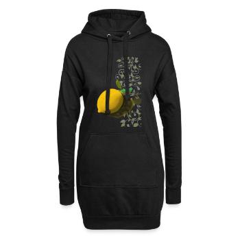 Zitrone und Zarte Ranken - Hoodie-Kleid - Schwarz - Vorne