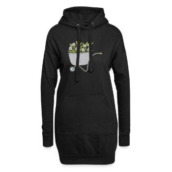 schubkarren blumen - Hoodie-Kleid - Schwarz - Vorne