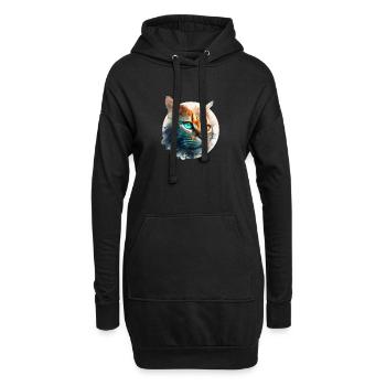 Beau chat avec deux couleurs d’yeux, hétérochromie - Sweat-shirt à capuche long Femme - noir - Devant