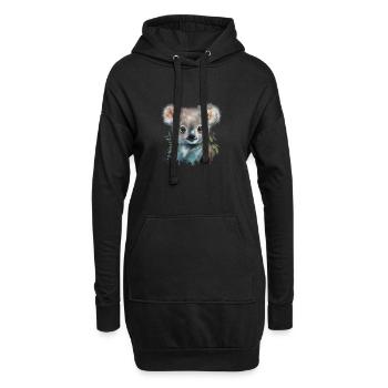 Koala Aquarell Laub - Hoodie-Kleid - Schwarz - Vorne