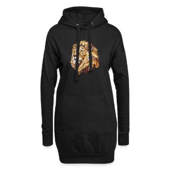 Stilisierter Löwe, geometrisch - Hoodie-Kleid - Schwarz - Vorne