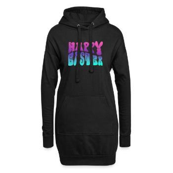 Happy Easter Schriftzug - Hoodie-Kleid - Schwarz - Vorne