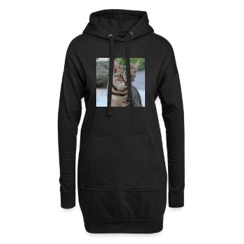 Katze Kätzchen Poster quadratisch Katzenposter - Hoodie-Kleid - Schwarz - Vorne