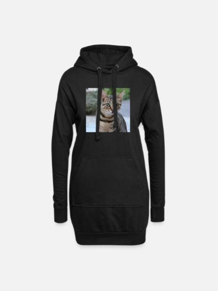 Katze Kätzchen Poster quadratisch Katzenposter - Hoodie-Kleid - Schwarz