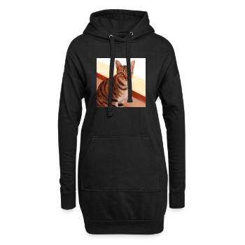 Katze Kätzchen Poster quadratisch Katzenposter - Hoodie-Kleid - Schwarz - Vorne