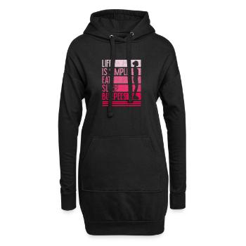 Leben ist einfach Burpees Design - Hoodie-Kleid - Schwarz - Vorne