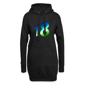 kleidung geburtstag, 18 karibischer Farbverlauf - Hoodie-Kleid - Schwarz - Vorne