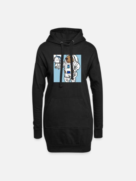 Capybara-Astronaut - Hoodie-Kleid - Schwarz