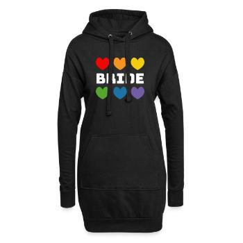 Regenbogenherzchen Bride weiss - Hoodie-Kleid - Schwarz - Vorne
