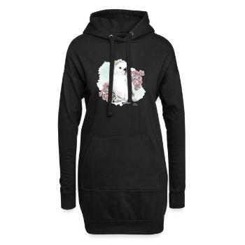 Kakadu mit Blumen - Hoodie-Kleid - Schwarz - Vorne