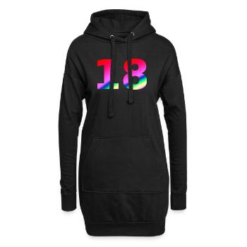 oberteile geburtstag, 18 rosatöne farbverlauf - Hoodie-Kleid - Schwarz - Vorne