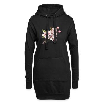 Cerisiers en fleurs pastel - Sweat-shirt à capuche long Femme - noir - Devant