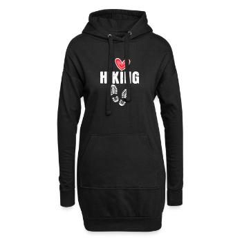 Ich Liebe Wandern Herz Bergsteigen Statement Natur - Hoodie-Kleid - Schwarz - Vorne