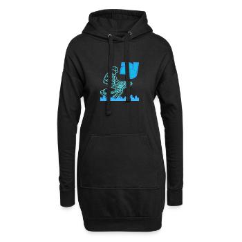Urbaner DJ Skyline Turntable - Hoodie-Kleid - Schwarz - Vorne
