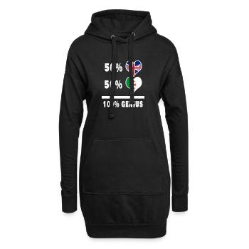 Algerien und Großbritannien 100% Genius Flagge - Hoodie-Kleid - Schwarz - Vorne