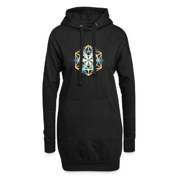 Geometrisches Mandala Design Blau Gold - Hoodie-Kleid - Schwarz - Vorne