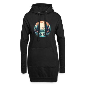 Mondlichtwald am See - Hoodie-Kleid - Schwarz - Vorne