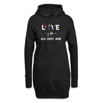 Mois de la fierté - LGBTQ+ L’amour est mon superpouvoir - Sweat-shirt à capuche long Femme - noir - Devant