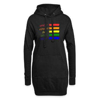 Bunte Friedensbotschaft T-Shirt - Hoodie-Kleid - Schwarz - Vorne