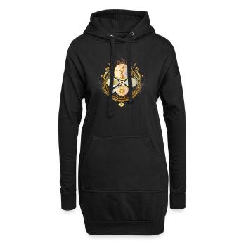 magisches Amulett, goldener Baum des Lebens Symbol - Hoodie-Kleid - Schwarz - Vorne