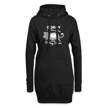 nicht morgens, zu spät kommen, den Wecker verpassen - Hoodie-Kleid - Schwarz - Vorne