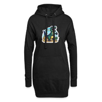 Le Trex Dino est en route - Sweat-shirt à capuche long Femme - noir - Devant