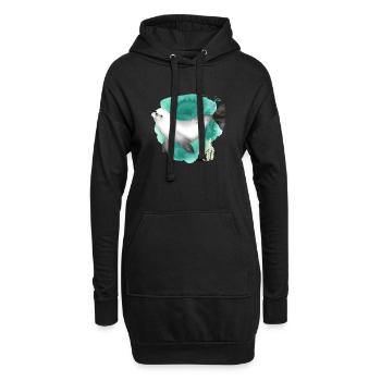 Aquarell Niedliche Robbe im Ozean - Hoodie-Kleid - Schwarz - Vorne