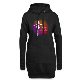 Pole Dance Birthday Farbverlauf Illustration - Hoodie-Kleid - Schwarz - Vorne