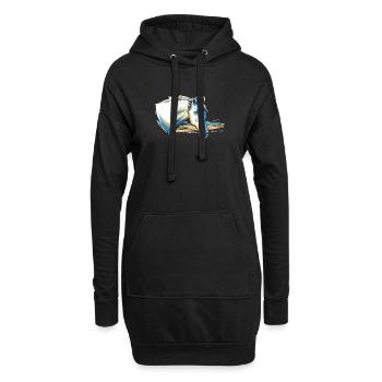 Portrait de cheval - Sweat-shirt à capuche long Femme - noir - Devant