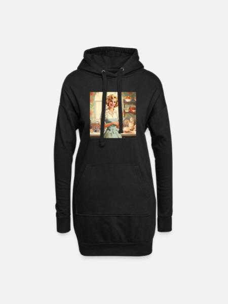Vintage Hausfrau 50er Jahre - Retro Küche & Backen - Hoodie-Kleid - Schwarz
